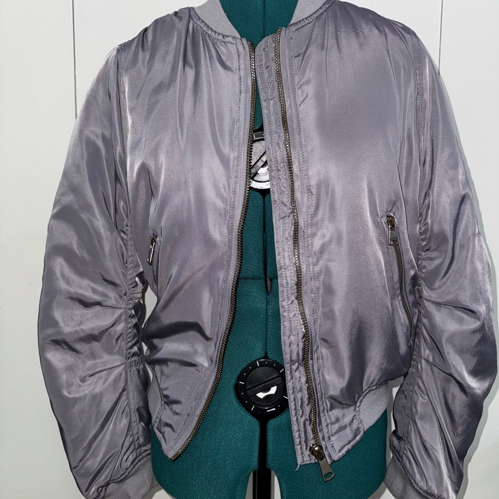 Women's Gray silver Bomber Jacket